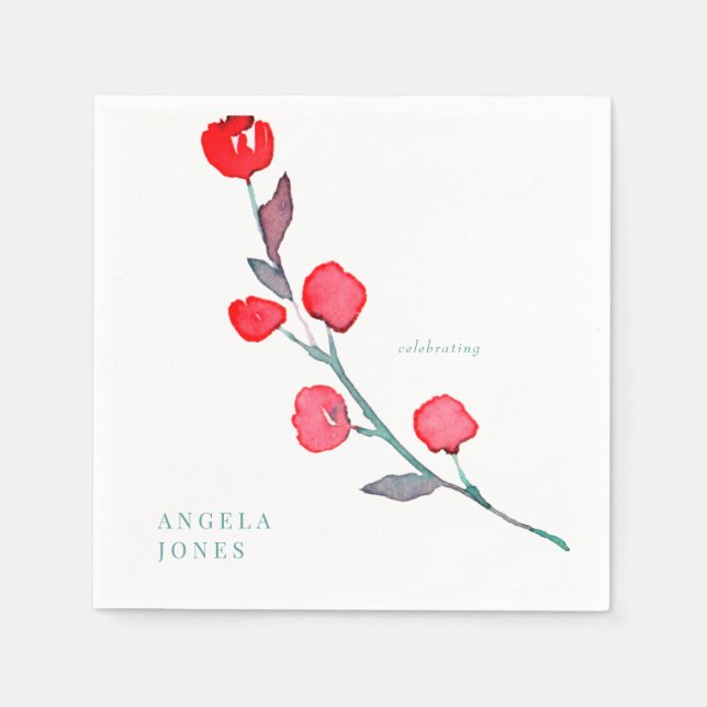 Färgrik akvarell lövbröllopsdusch pappersservett (Framsidan)