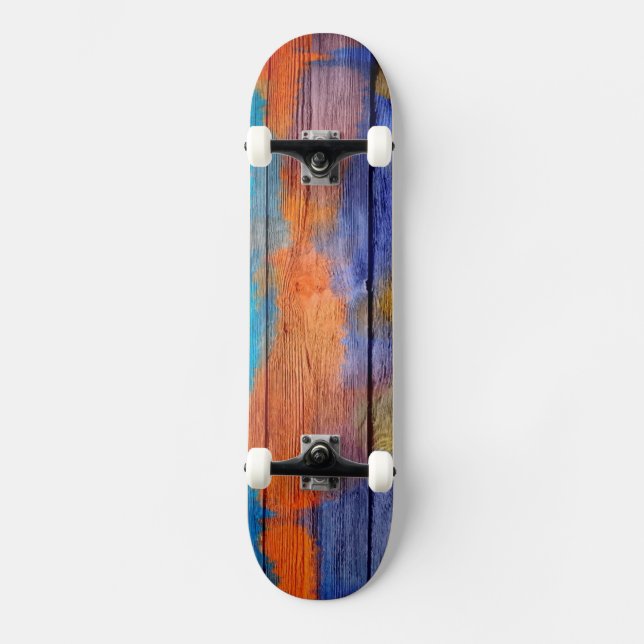Färgrik akvarell trä abstrakt #6 mini skateboard bräda 18,5 cm (Framsida)