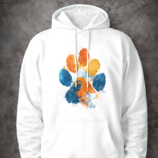Färgrik akvarell tryck av tass för kärlek till hus hoodie