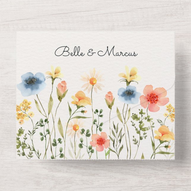 Färgrik akvarell vild blomster (Baksida)