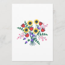 Färgrik akvarell vildblomma bröllopsprogramkort
