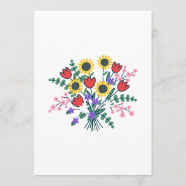 Färgrik akvarell vildblomma bröllopsprogramkort program