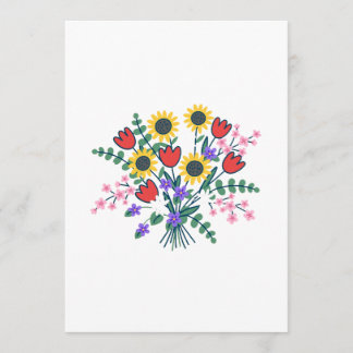 Färgrik akvarell vildblomma bröllopsprogramkort program