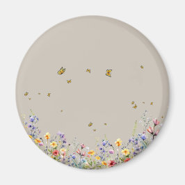 Färgrik akvarell vildblomma med fjäril magnet