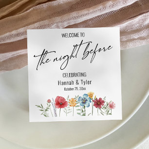 Färgrik akvarell vildblomma natten före pappersservett