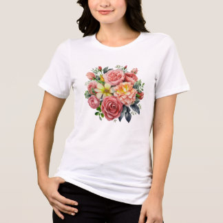 Färgrik akvarell vildblomsterträdgård t shirt