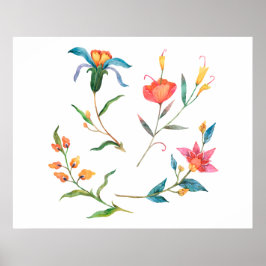 Färgrik akvarellblomma poster