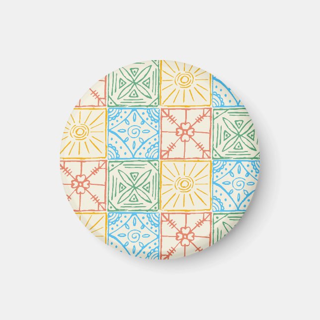 Färgrik amalfistil sömlöst kakel mönster magnet (Framsidan)