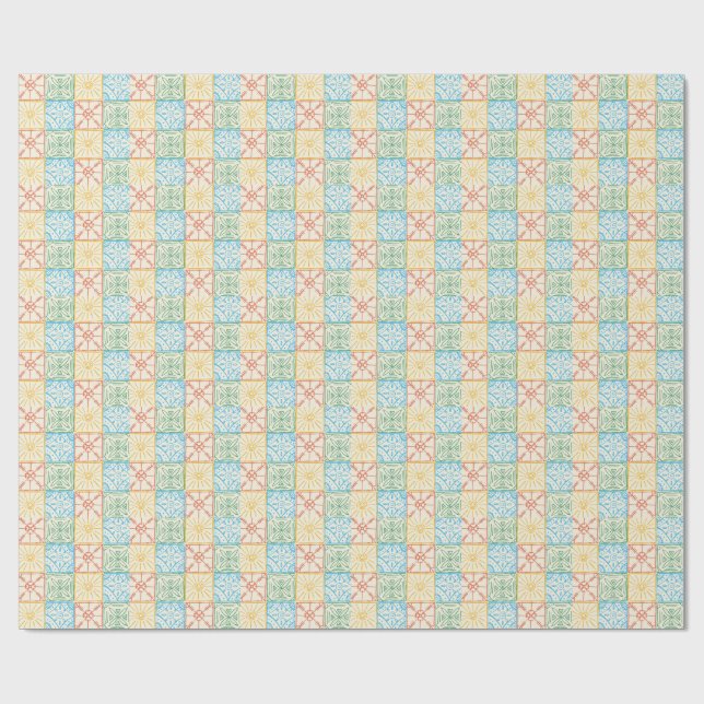 Färgrik amalfistil sömlöst kakelmönster presentpapper (Platt)