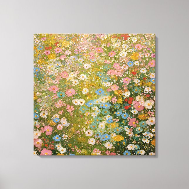 Färgrik äng med vilda blommor 2 canvastryck (Framsida)