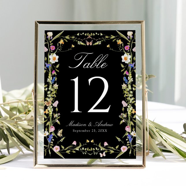 Färgrik äng med vilda blommor Bröllopsbord nummer Inbjudningar (Skapare uppladdad)