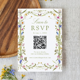Färgrik äng med vilda blommor QR-kod Bröllop OSA Kort