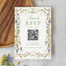 Färgrik äng med vilda blommor QR-kod Bröllop OSA Kort