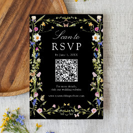Färgrik äng med vilda blommor QR-kod Bröllop OSA Kort