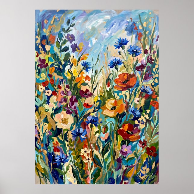 Färgrik ängsblomma Affisch (Framsidan)