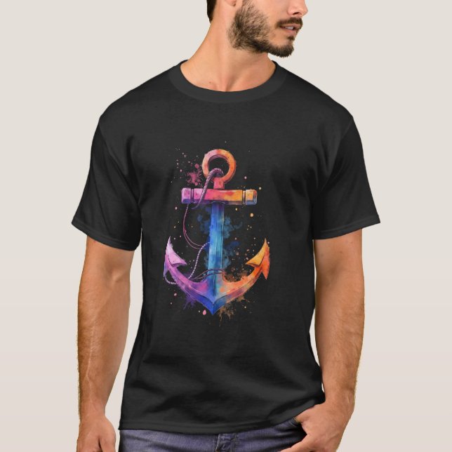 Färgrik ankar-design t shirt (Framsida)