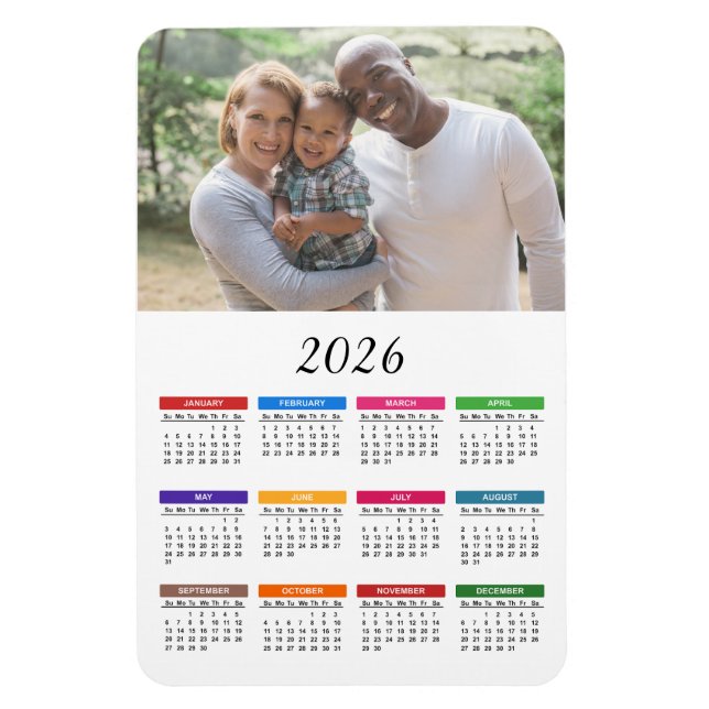 Färgrik Anpassad 2026 Foto Kalender Magnet (Vertikal)