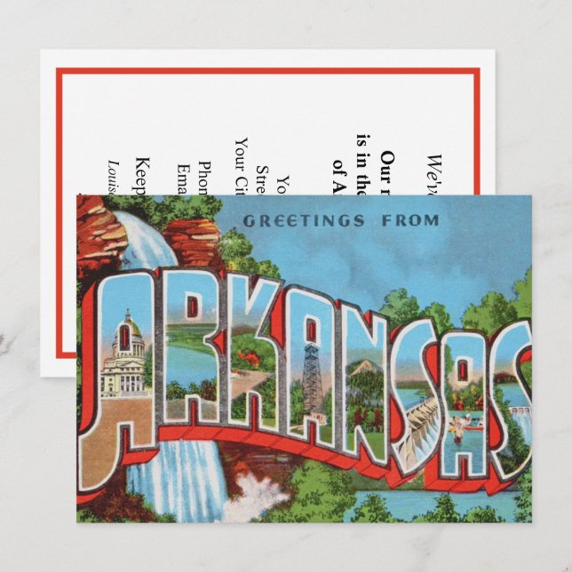 Färgrik Arkansas Flyttningsannons Julkort (Fram/baksida)
