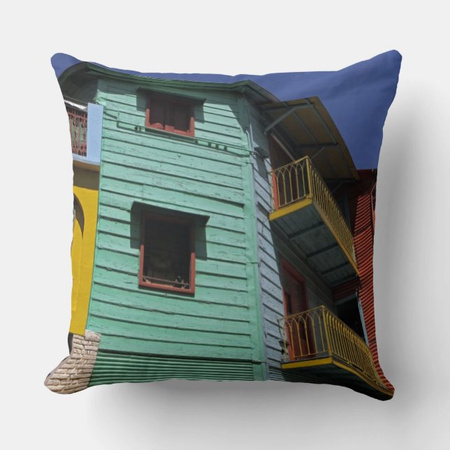 Färgrik arkitektur i La Boca-området Kudde (Framsida)