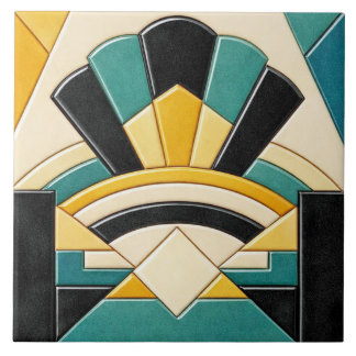 Färgrik Art Deco-stil Keramik   Kakelplatta