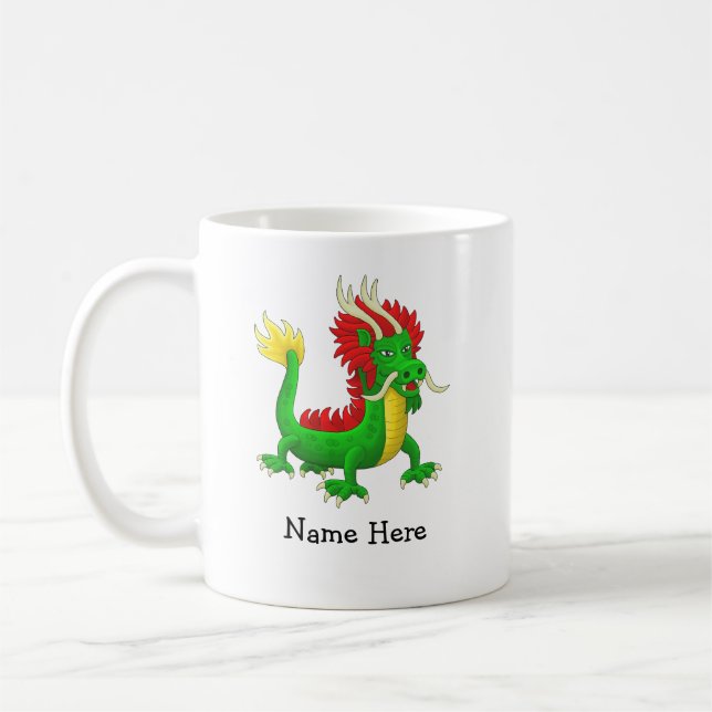 Färgrik asiatisk drake kaffemugg (Vänster)