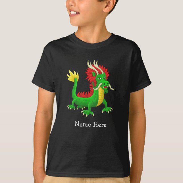 Färgrik asiatisk drake t shirt (Framsida)
