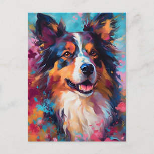 Färgrik australian shepherd vykort
