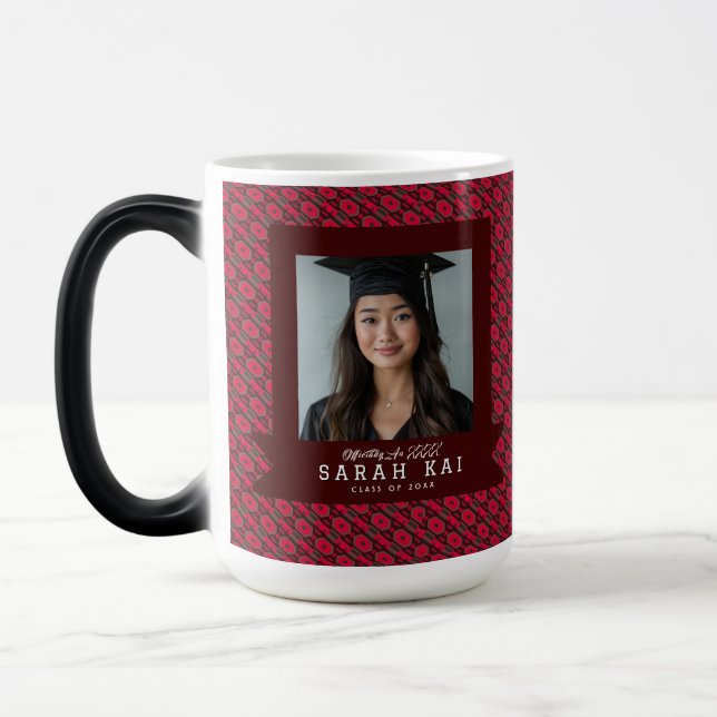 Färgrik Aztec-mönstrad examen-souvenir Magisk Mugg (Vänster)