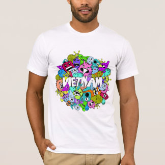 Färgrik bakgrund för Vietnam klotterhipster T-shirt