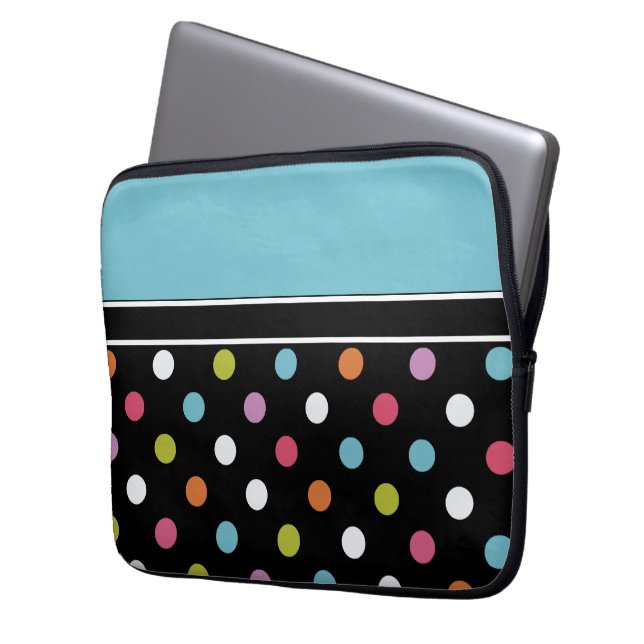 Färgrik bärbar datorfodralpolka dots laptop sleeve (Framsidan Vänster)