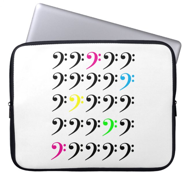 Färgrik Bas-Klöver Neon Musik Konst Laptop Fodral (Framsidan)