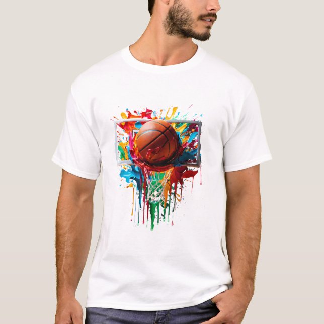 Färgrik Basket Tie Dye Färg T Shirt (Framsida)