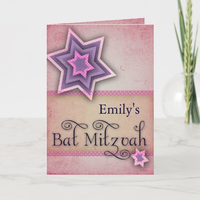 Färgrik bat mitzvah design för DIY Anteckningskort (Framsida)
