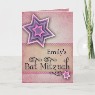 Färgrik bat mitzvah design för DIY Anteckningskort