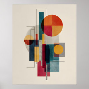 Färgrik Bauhaus Geometrisk Abstrakt Konstaffisch Poster