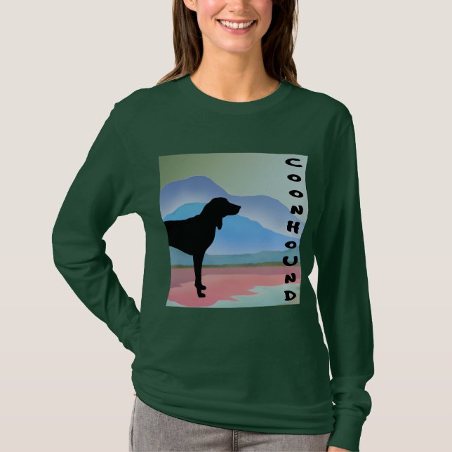 Färgrik bergCoonhound (med text) Tee Shirt (Framsida)