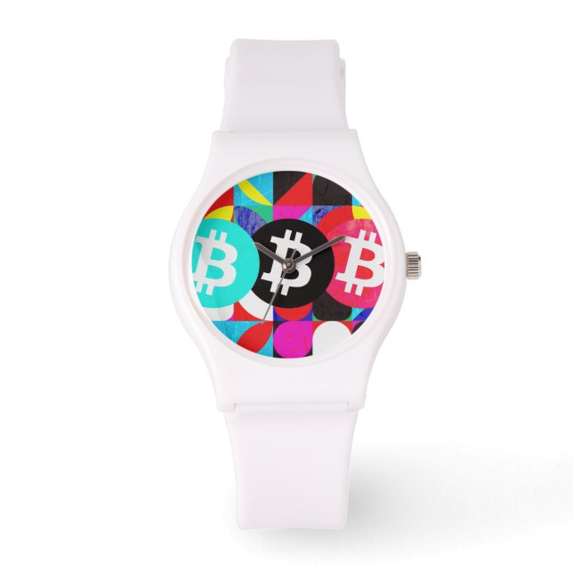 Färgrik Bitcoin-mönster Armbandsur (Framsida)