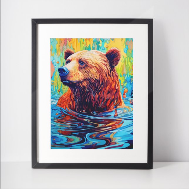 Färgrik björn Abstrakt målning Stuga Konst Poster (Skapare uppladdad)