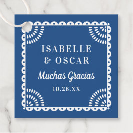 Färgrik blå Papel Picado Bröllop Gåvor Etiketter