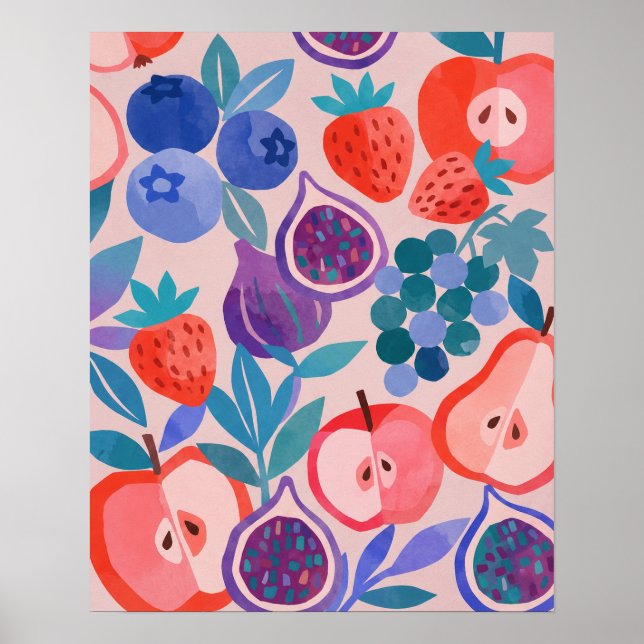 Färgrik Blandad Frukt Mönster Modern Konsttryck Poster (Framsidan)