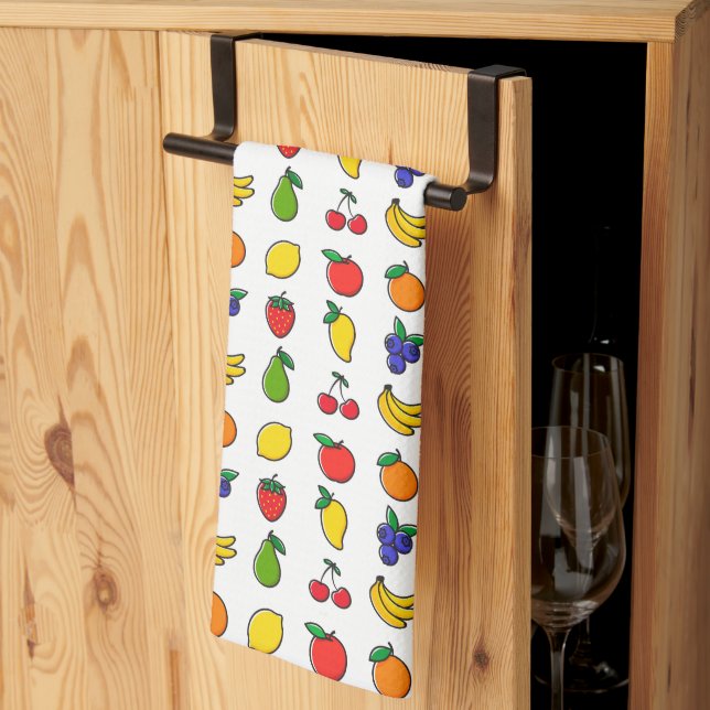 Färgrik blandad fruktmönster kökshandduk (Thirds Fold)