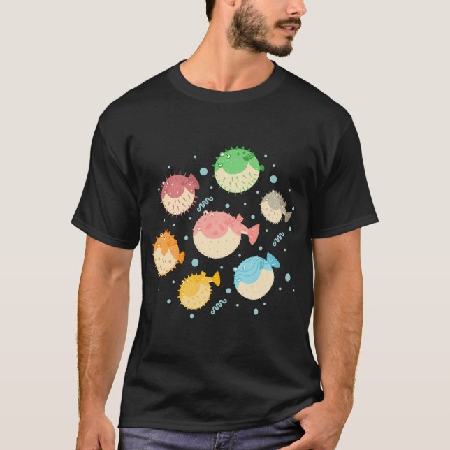 Färgrik blåsfisk t shirt (Framsida)