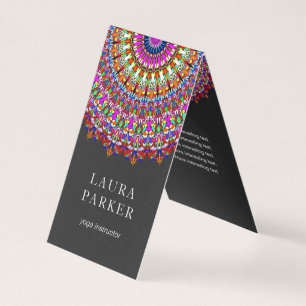 Färgrik blom- geometrisk Mandala Visitkort