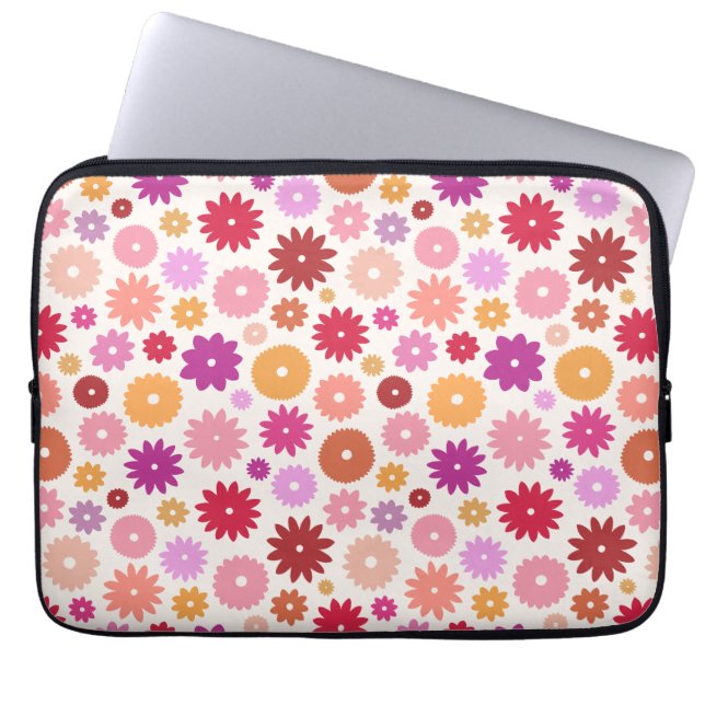 Färgrik blom-mönster laptop fodral (Framsidan)