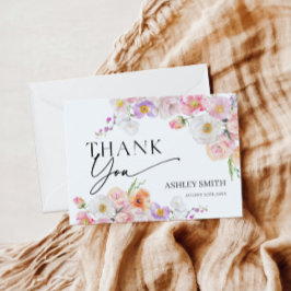 Färgrik blom- platt design tack kort