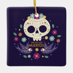 Färgrik blom- Skalle Diameter de Muertos   prydna Julgransprydnad Keramik