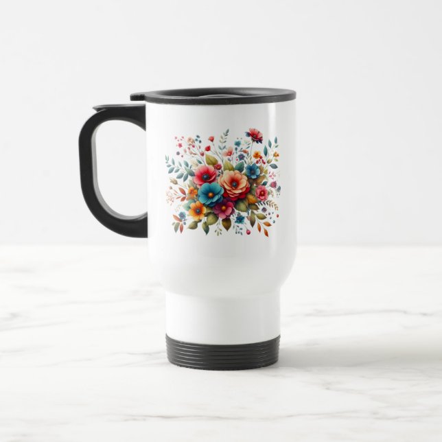 Färgrik blombukett design-58576 resemugg (Vänster)