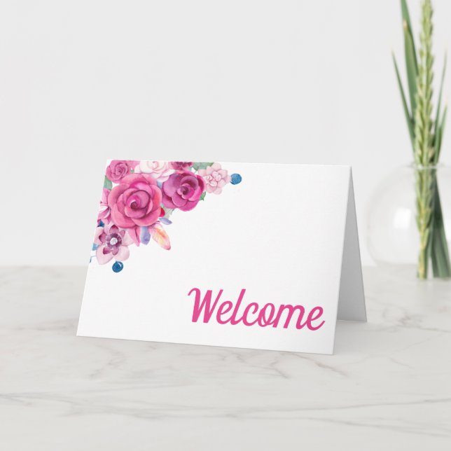 Färgrik blomdesign Välkommen Tack Kort (Framsida)