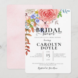 Färgrik blomillustration Bröllosdusch Inbjudningar