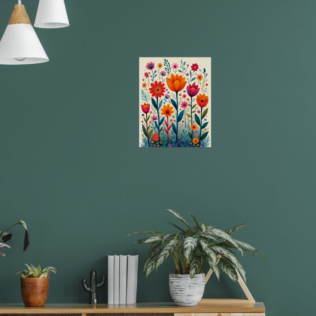 Färgrik blomillustration konst  poster (Vardagsrum 1)